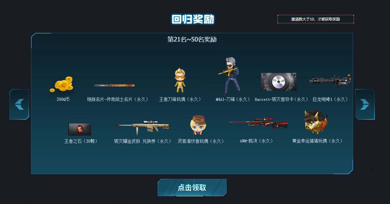 《CF》回归奖励21-50名奖励一览